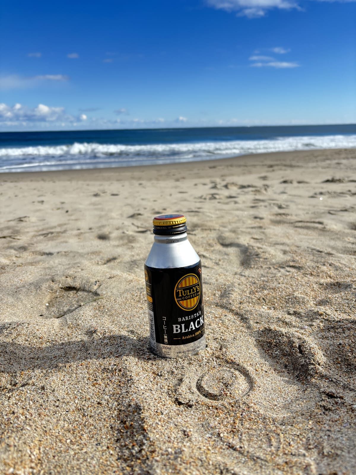 久慈浜でコーヒーを飲む